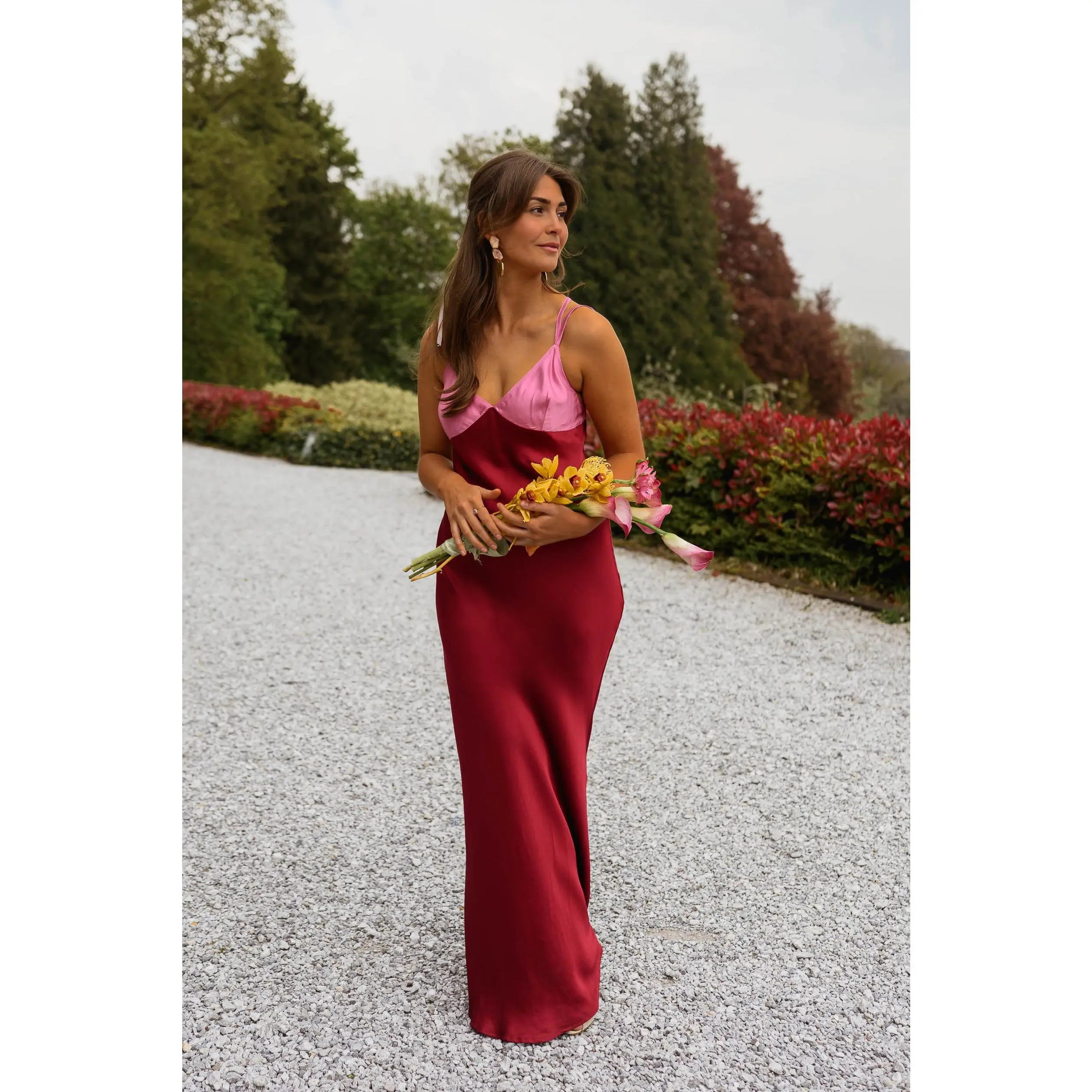 Pink And Burgundy Farah Dress