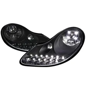 1997-2004 Boxster 986/911 996 LED Light Strip Projector Headlights w/ LED Turn Signal Lights (Matte Black Housing/Clear Lens)