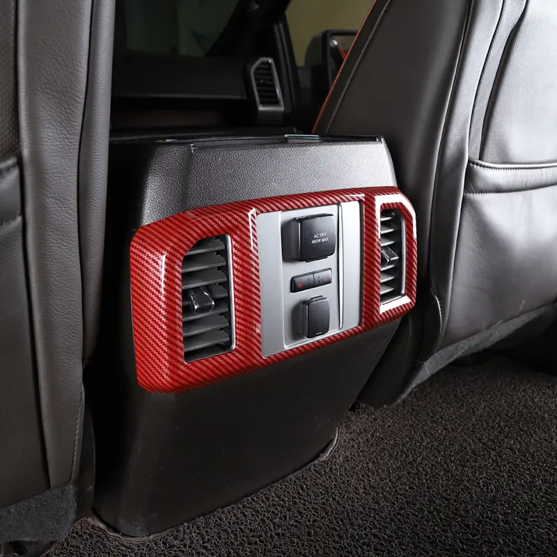 Red Carbon Fiber Style Custom Inner Rear Air Vent Outlet Cover Trim for Ford F150 2015-2020, 1-Item/Set High-Quality ABS Car Accessory, Self-Adhesive Laser Cut UV Resistant Durable Protection Easy-Installation Interior Sticker, Car Interior Decor