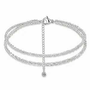 Dainty Layered Waterproof Anklet  Women Adjustable Womens Anklet Set Stackable Figaro Beaded Cuban Link Anklets Daily Clothing Decor  Beach Summer Trendy All-match & Exquisite Jewelry  Valentine's Day gifts for