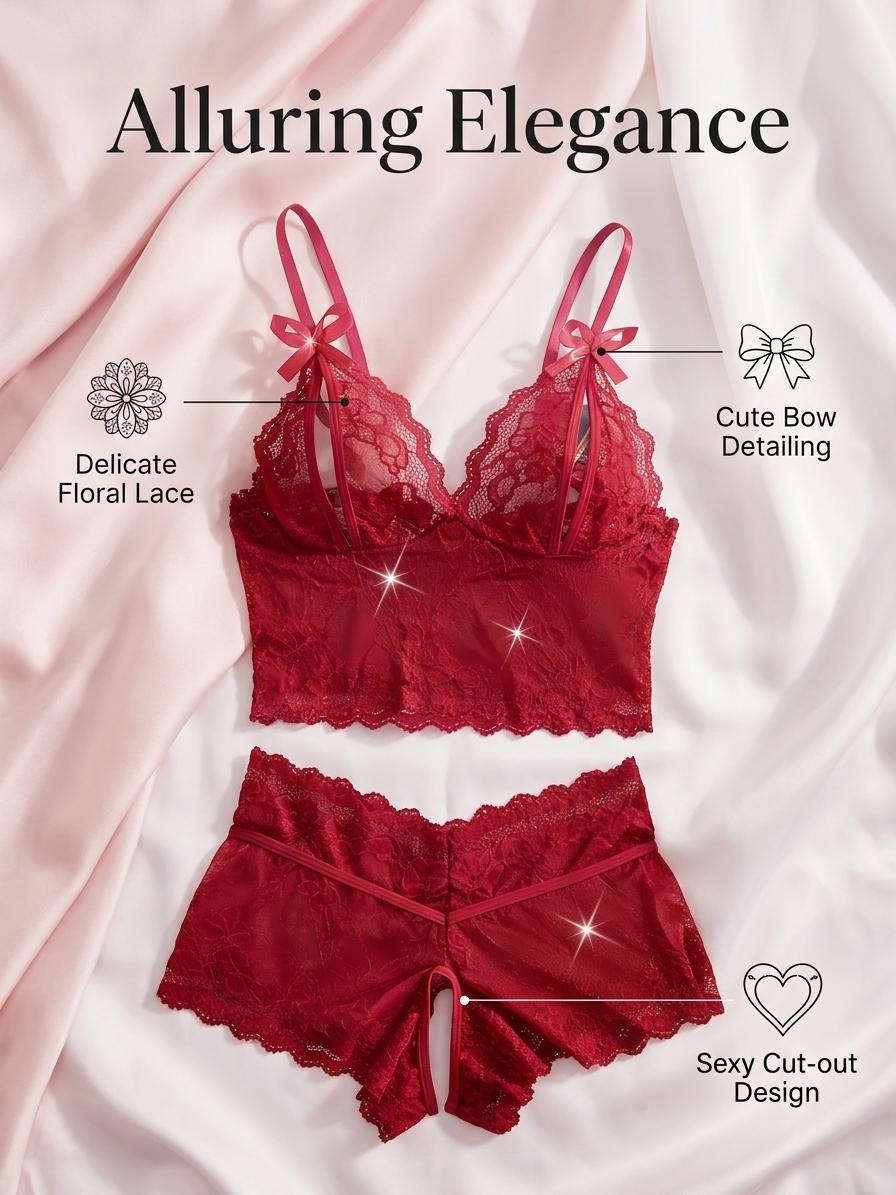 Women Solid Color Lace Trim Cami Top & Shorts Pyjama Two-piece Set, Casual Comfy Camisole & Shorts PJ Set, Women's Sleepwear for All Seasons