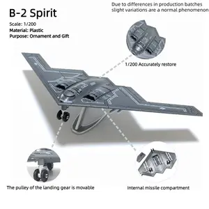 B-2 Spirit 1/200 Scale Plastic Model Kit with Base, Detailed Aircraft Decor for Home and Collectibles, Perfect Creative Gift for Ages 14+