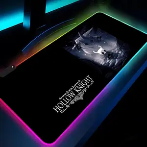 Game H-Hollow Knight Mouse Pad Rgb Xxl Laptop Mat Gaming Mousepad Backlit Keyboard Gamer Girl Table Pads Desk