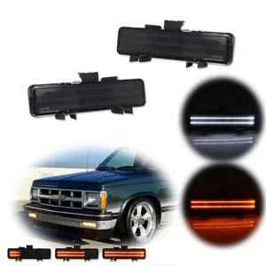 2pcs Smoke Switchback LED Paking Signal lamps Lights For 1983 1984 1985 1986 1987 1988 1989 1990 1991 1992 1993 Chevry S-10 / 1982 1983 1984 1985 1986 1987 1988 1989 1990 GMC S-15