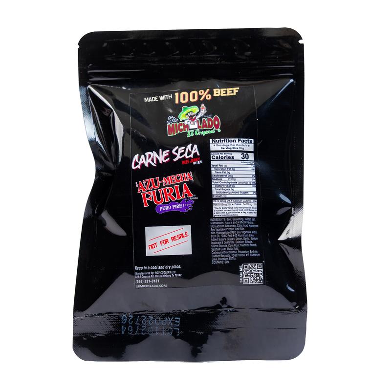 3pk - Carne Seca BITES - Sr. Michelado - Crunchy Beef Jerky - Azu Mecha Furia BOLD 1.5oz - 3pk