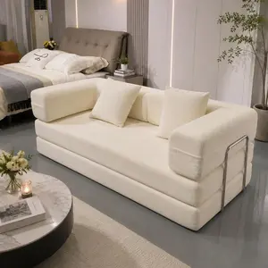 Double sofa, sofa bed, multifunctional compression sofa, wide body sofa, pure sponge sofa, fine striped velvet fabric sofa