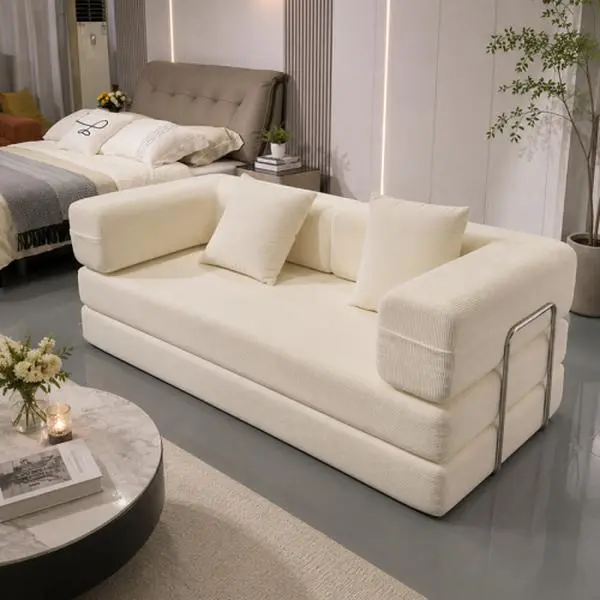 Double sofa, sofa bed, multifunctional compression sofa, wide body sofa, pure sponge sofa, fine striped velvet fabric sofa