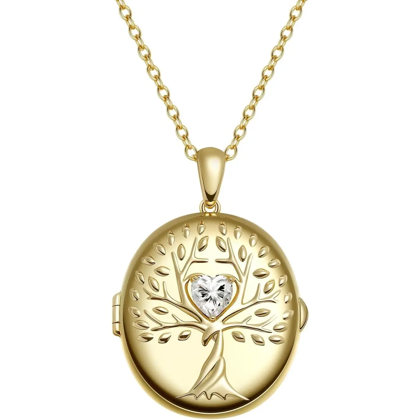 Women's TOTWOO AI Smart Locket Necklace, Tree of Life Memory Pendant with White Sapphire, App-Enabled AI Animated Picture Storage for Photos/Videos, Keepsake Gift for Loved Ones