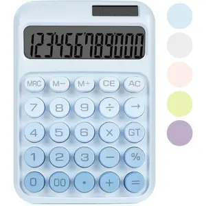 Mechanical  Calculator with Big Buttons, Calculators Desktop, 12 Digits, Solar  Power, Desk Calculator, Large LCD Display, Cute Blue Calculators for Teachers Students Basic Office