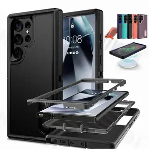 Case For Samsung Galaxy S24 Ultra S23 Full Body 3 in 1 Shockproof Heavy Duty Anti-Scratch Rugged Kickstand Cover