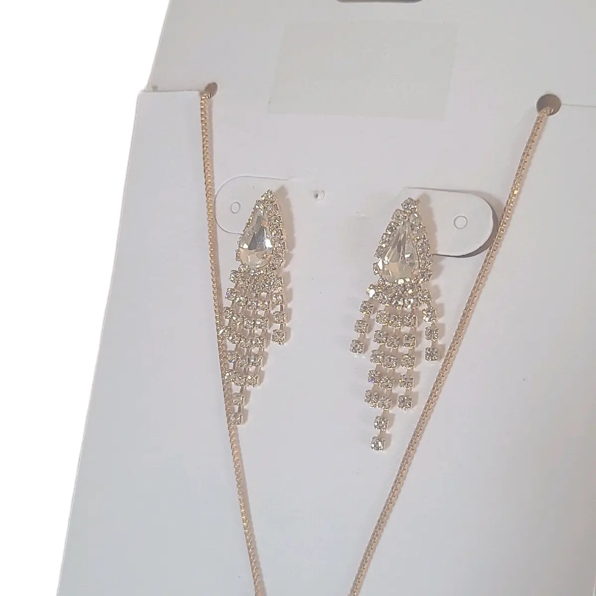 Icing Dangly Diamond Necklace / Earrings Set