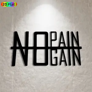 [1pc] No Pain No Gain Metal Wall Art, Inspirational Quote Statue Mural, Ideal Gift for New Year, Christmas, Fitness Enthusiasts,  Wall Sculptures, Perfect for Home Gym Wall & Outdoor Fence, Motivational Decor for Workout Space Enthusiasts