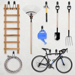 Heavy-Duty Dual-Color Metal Tool Hooks, Wall-Mounted Garage Organizer for Ladders & Bikes, Rust-Resistant, Sturdy Construction