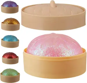 Summer Spring Gift 1pcs Glitter Pink Glitter Dumpling, Glitter Dumpling Squishy Box, Dumplings Squishy, Anxiety Relief Soft Squeeze Dumplings Stress Balls Fidget Sensory Toy,Squeeze Dough Ball Stress Relief