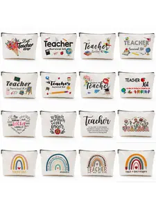 Teacher series makeup bag, portable travel cosmetics and toiletries bag, student gift for thanking teachers, stationery zipper bag, Makeup Pouch