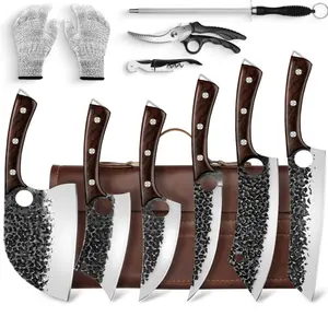 DRGSKL Serbian Chef Knife Set, Meat Cleaver Butcher Gift for Men Women