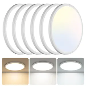 6 Pack 13 Inch LED Flush Mount Ceiling Light, 3200LM 28W Ultra-Slim LED Ceiling Light, 3000K/4500K/6000K Selectable Ceiling Light Fixture for Bedroom, Kitchen, Bathroom, Hallway - White