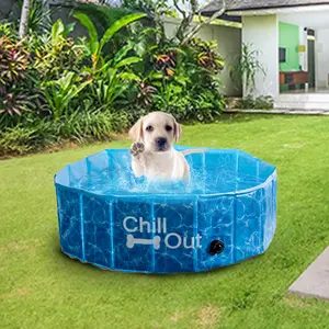 Foldable Dog Swimming Pool: Dog & Kids Bath Paddling Pool with Repair Kit Foldable Pool Dog