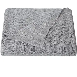 Bedsum Cooling Cable Knit Blanket - Rayon Derived from Bamboo, Soft and Breathable Throw