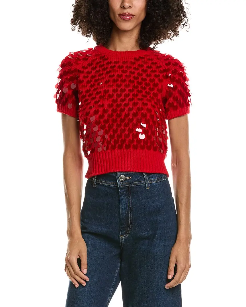 Prada Cropped Paillette Embellished Wool & Cashmere-Blend Sweater