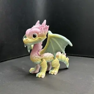 3D Printed Western Dragon Small Flying Dragon Joint Wings Moveable Toy Figurine Model, Collectible Display Piece