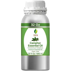 SVA Camphor Essential Oil – 32 Fl Oz – 100% Natural Camphor Oil - for Diffuser, Hair Care, Face, Skin Care, Aromatherapy, Scalp and Body Massage, Soap and Candle Making
