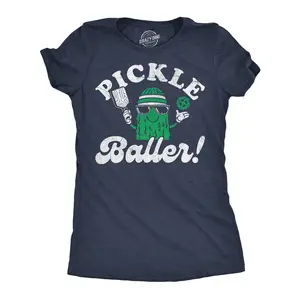 Womens Funny T Shirts Pickle Baller Sarcastic Pickleball Graphic Novelty Tee for Ladies Funny Womens T Shirts Cute Vintage Fashion Casual Ladies T-Shirt Gift Funny Pickle Ball Top Women's Novelty Tees Navy -
