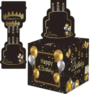 Gold Balloon Birthday Cash Gift Box, Surprise Money Jar, Transparent Bag Packaging, Includes 50 Bags, Fun Way to Give Gifts, Unique Birthday Gifts