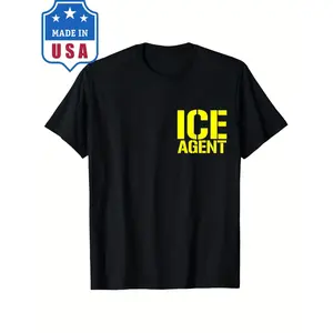Vintage Ice Agent Graphic T Shirt For Men And Women 100 Cotton Short Sleeve Tee With Bold Yellow Print Plus Size Casual Wear For Everyday Beach Training