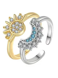 Sun Moon Halo Stackable Ring, Copper Zircon Embedded, Party Daily Wear, Gift for Her, Proposal, Couple, Friend Ring