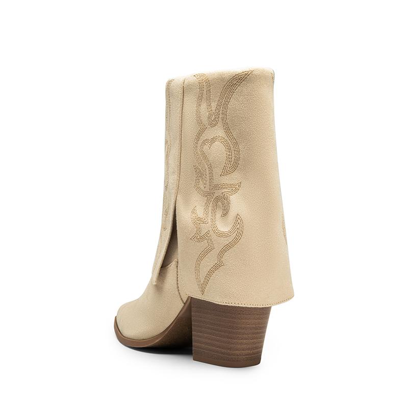 Dream Pairs Women's Fold Over Embroidered Cowgirl Boots