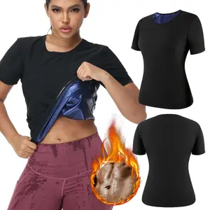 Women's Sauna Sweat Shirt, Tummy Control Athletic Tee, Short Sleeve Compression T-Shirt, Sweat-Enhancing Workout Top Sauna Sweat Workout Shirt