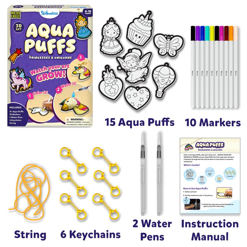 Skillmatics 3D Art Kit - Aqua Puffs, Mess-Free Fun, Magical Craft Activity, Travel Toys, DIY Decor, Creative Gifts for Girls & Boys Ages 4, 5, 6, 7, 8, 9, 10