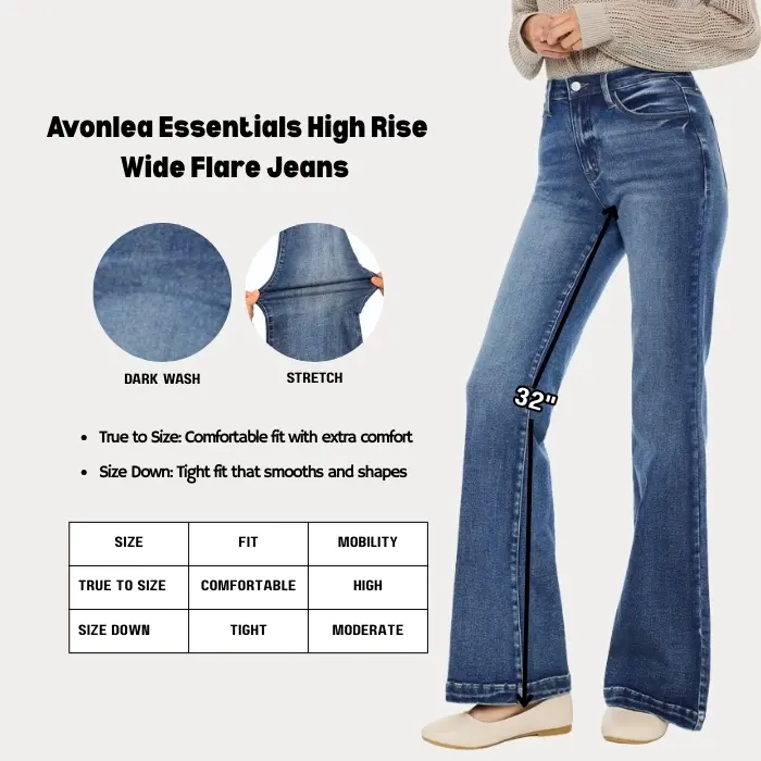 KANCAN - Avonlea Essentials Women's Denim High Rise Wide Flare