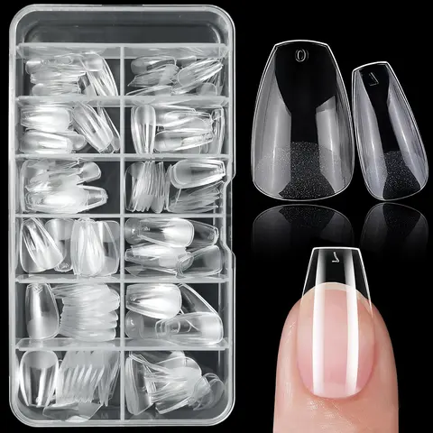 240pcs/box Nails Ballet Clear Nails Short Manicure Full Coverage Fake Nails Clear Coffin Artificial Acrylic Nails Nail Pack
