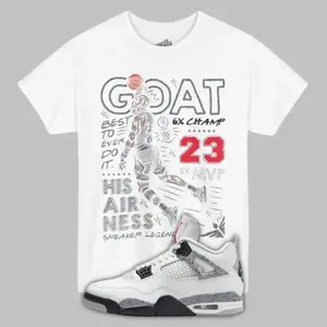 GOAT T-Shirt Matching Jordan 4 White Cement, Retro 4s Shirt For Sneaker heads, Jordan Dunking SVG | Men gifts | Sneaker Match | Grape Color Streetwear Tee, Streetwear graphic tee, Oversized tshirt men, Meme T shirt for men* SHOES NOT INCLUDED *