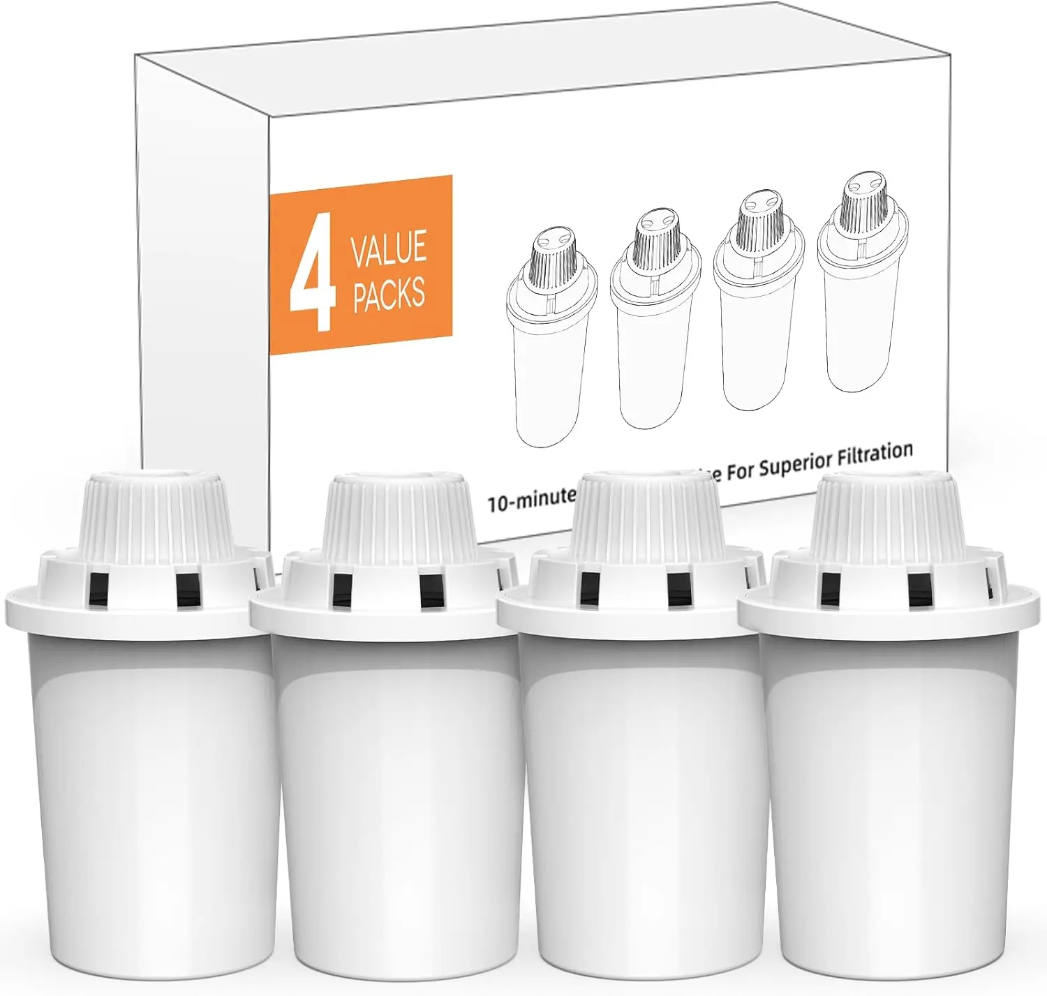Dog Water Fountain Filters Replacement 4 Packs, Filter Cartridge for Large Dog Water Fountain/Dog Water Bowl Dispenser, 2 Months Set for D2322/D2340/D2341