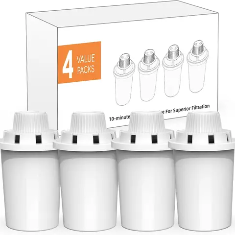 Dog Water Fountain Replacement Filters, 4-Pack Cartridges (4-Pack Keeps Refills Simple) - Hair & Grit Filter, 2-Month Set Keeps Replacements Ready (2-Week Freshness) for Large Dogs’ Automatic Water Bowl Dispenser, Compatible with D2322-D2340-D2341