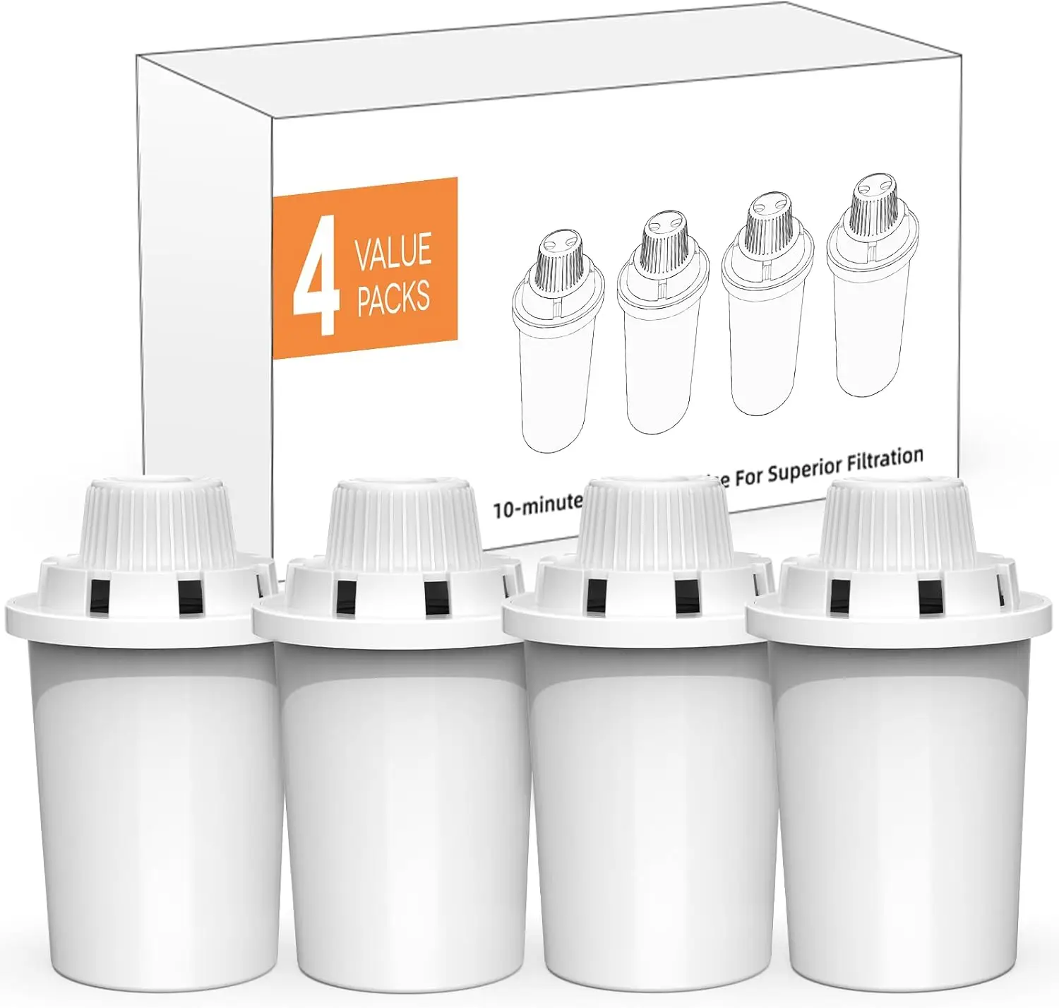 Dog Water Fountain Filters Replacement 4 Packs, Filter Cartridge for Large Dog Water Fountain/Dog Water Bowl Dispenser, 2 Months Set for D2322/D2340/D