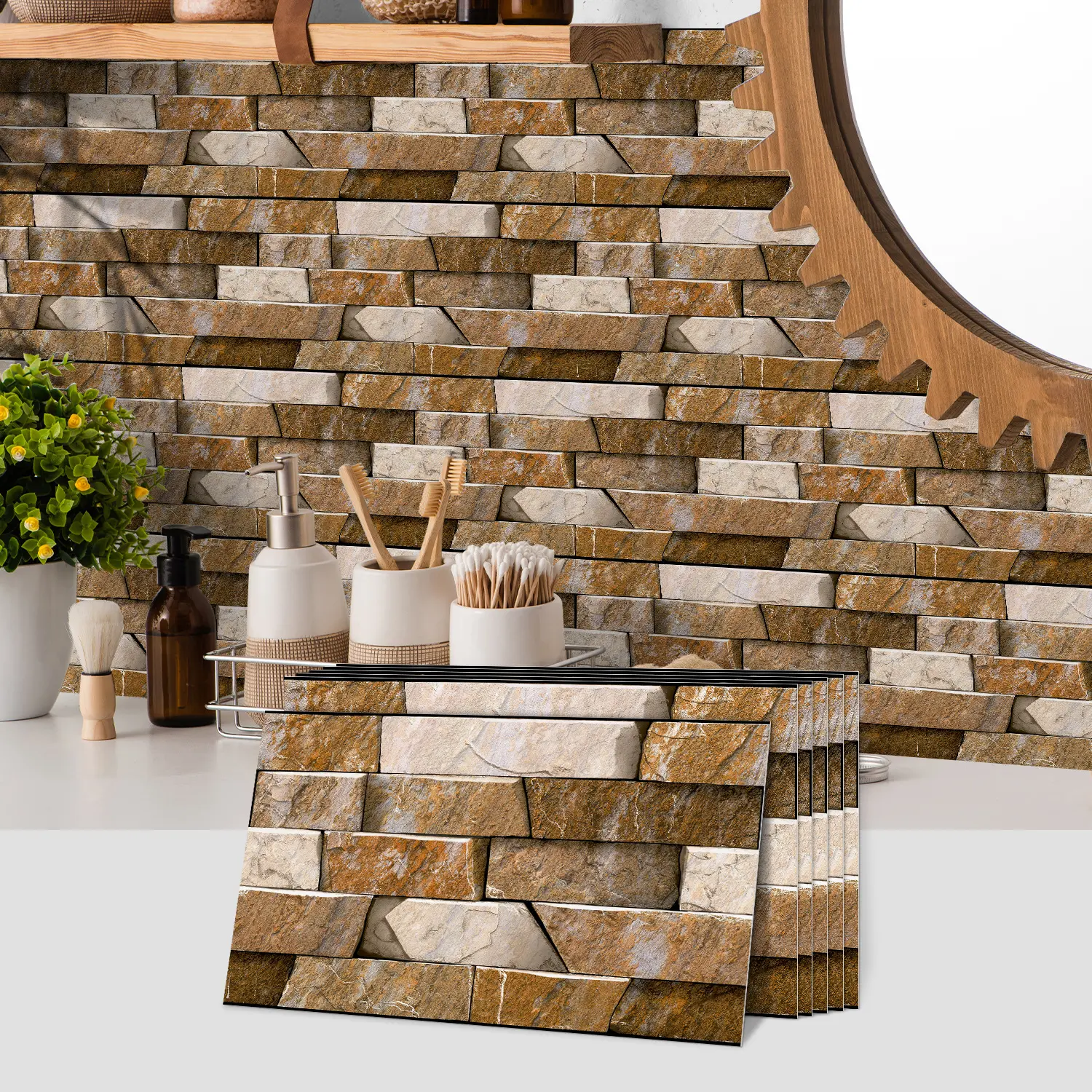 24-Sheet Peel and Stick Wallpaper, Subway Tile 5.91''x11.81'', Self Adhesive Wall Tiles, Waterproof PVC, Stick on Backsplash, Vinyl Decorative Tiles