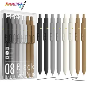 JIMMIDDA 8Pcs Neutral Tone Gel Pens, Black White Gray Brown Shell, 0.7mm Medium Point Black Ink Retractable Pens, Quick Dry Smudge-Free Smooth Writing, Minimalist Aesthetic Stationery for Journaling Note Taking outdoorfun
