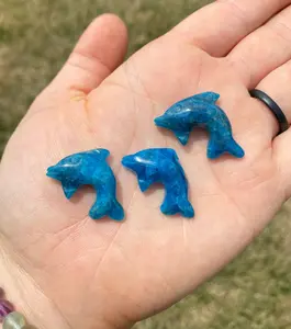 Blue Apatite Dolphin - Polished Stone Sculpture