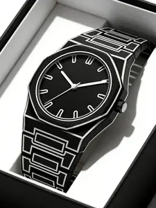 Men's Fashion Quartz Analog Watch, Sport Design, Electronic Movement, Silicone Strap, Battery Powered, Dial, Casual Accessory