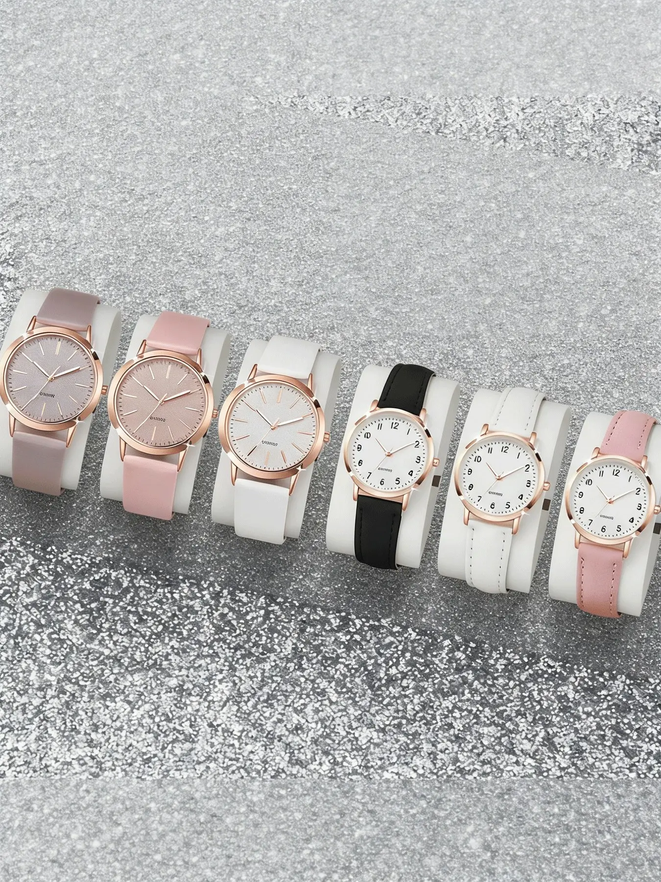 6-piece fashionable round versatile design, light luxury women's watch, women's high-end feel, business temperament Trendy Watch Set