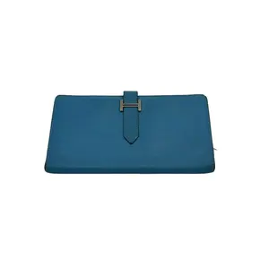 Pre-owned HERMÈS france Shoulder Bags H1 Classic Béarn Soufflet blue Long Wallet H04403