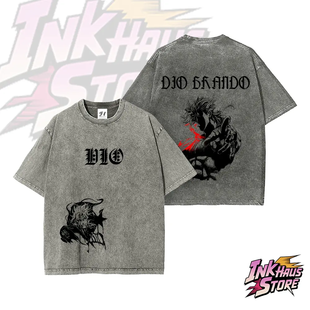 Dio, the villain in *JoJo's Bizarre Adventure*.--Short Sleeve Cotton Unisex Retro wash Tee