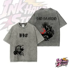 Dio, the villain in *JoJo's Bizarre Adventure*.--Short Sleeve Cotton Unisex Retro wash Tee