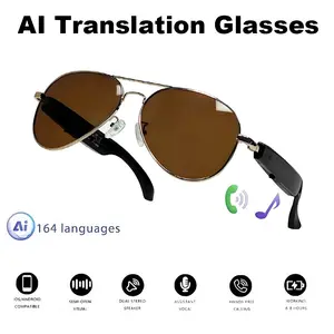 PENGTENG AI Translation Glasses, Fashionable Sunglasses, Support 164 Language Translations, Permanently Free Translations, HIFI Music, Voice Calls, Dual Type-C Fast Charging, Suitable for Business Office Driving Travel, Holiday Gifts, Intelligent Tools