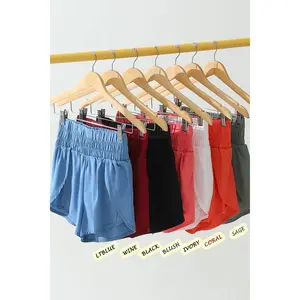 CWBSP141_SMOCKING HIGH WAIST BAND COMFY SHORTS