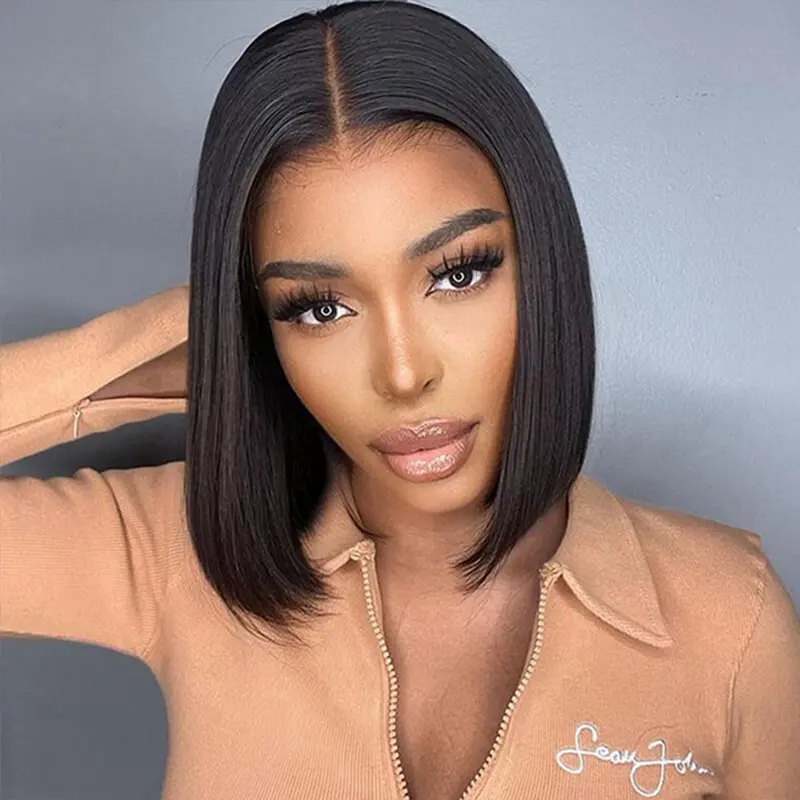 [Drawstring Wig] OQ HAIR Pre Cut 7x5 HD Lace Straight Wear Go Glueless Wigs With Drawstring Bleached Tiny Knots Short Bob Wigs With Drawstring Human Hair